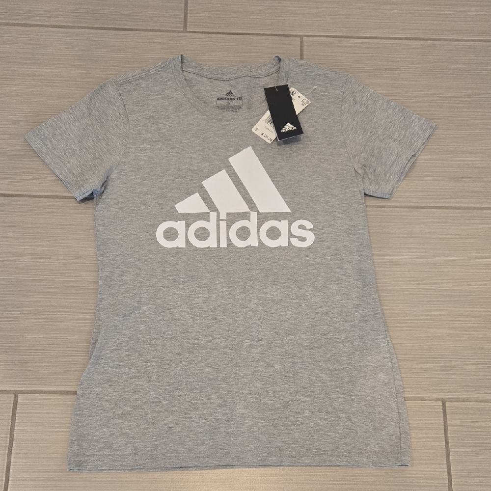 Adidas Heather Gray Tee with White Logo